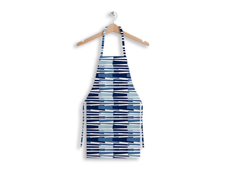 Delantal Cocinero RAYA QUEBRADA AZUL (GABARDINA)