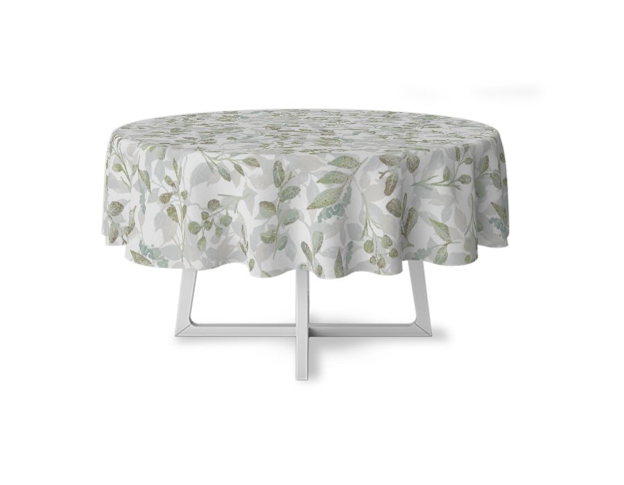 Mantel Redondo Flower Verde Antimanchas