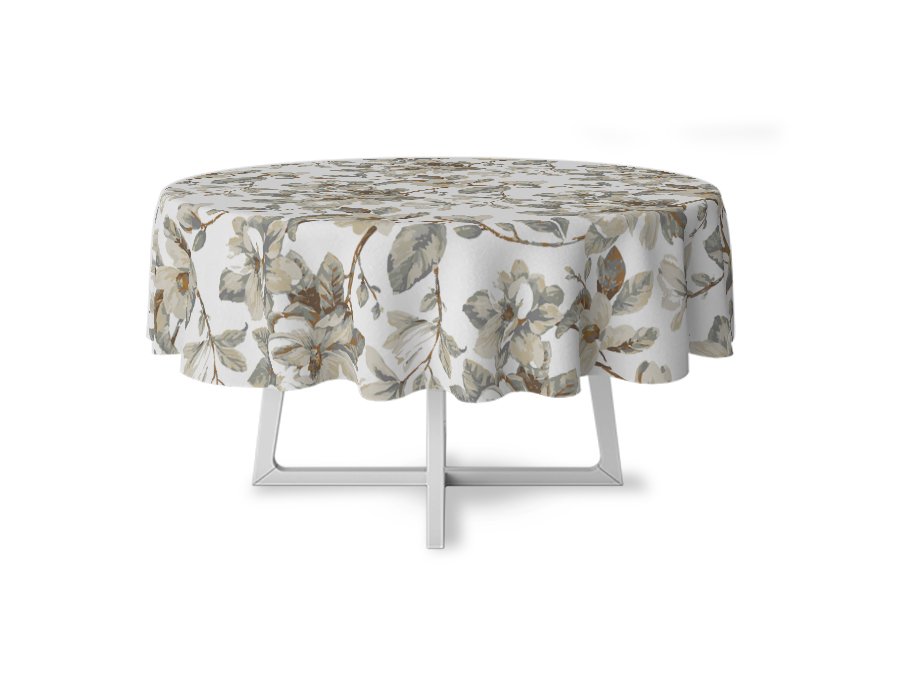 Mantel Redondo Magnolias (Lino Viscosa)