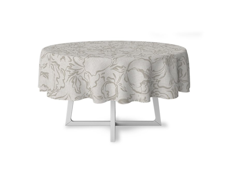 Mantel Redondo Flor Lino. (Lino Viscosa)