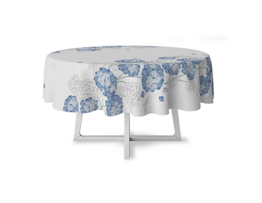 Mantel Redondo Hortensias (Lino Viscosa)