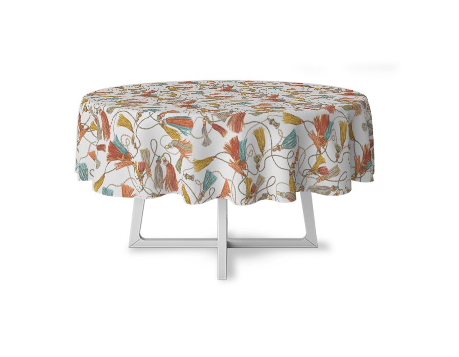 Mantel Redondo Borlas (Lino Viscosa)
