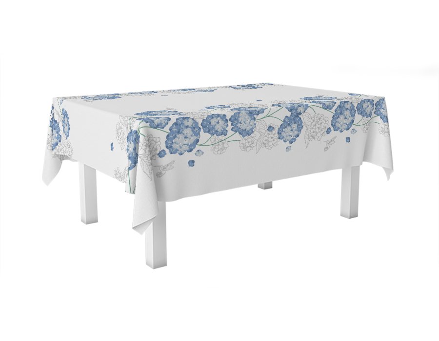 Mantel Rectangular Hortensias (Lino Viscosa)