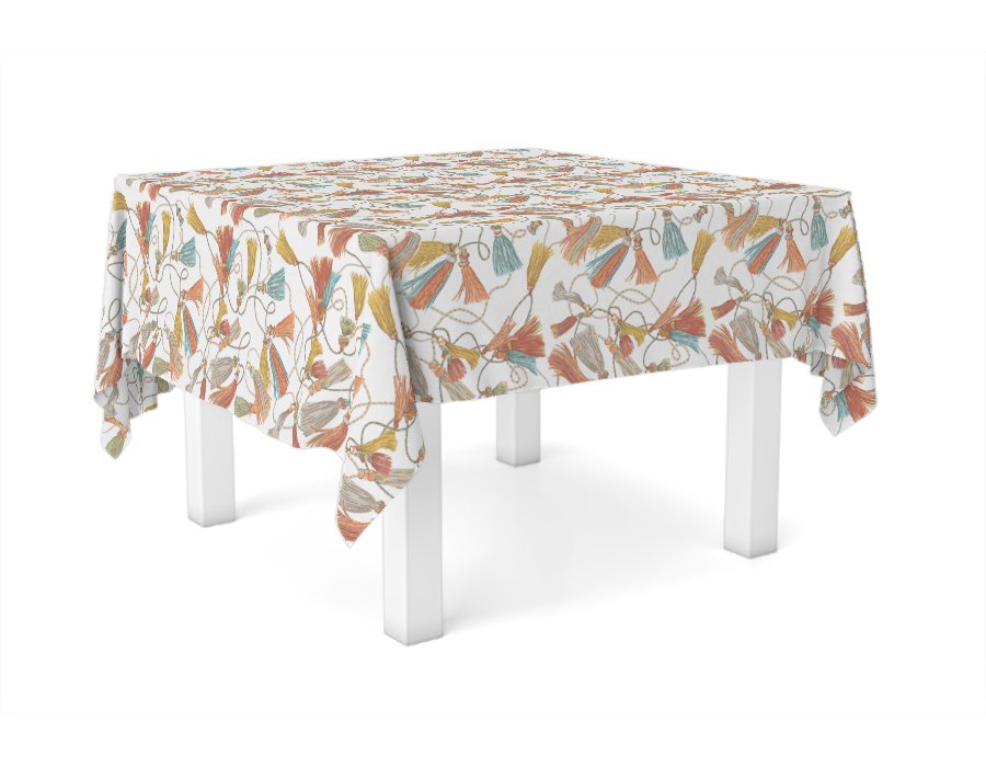 Mantel Cuadrado Borlas (Lino Viscosa)